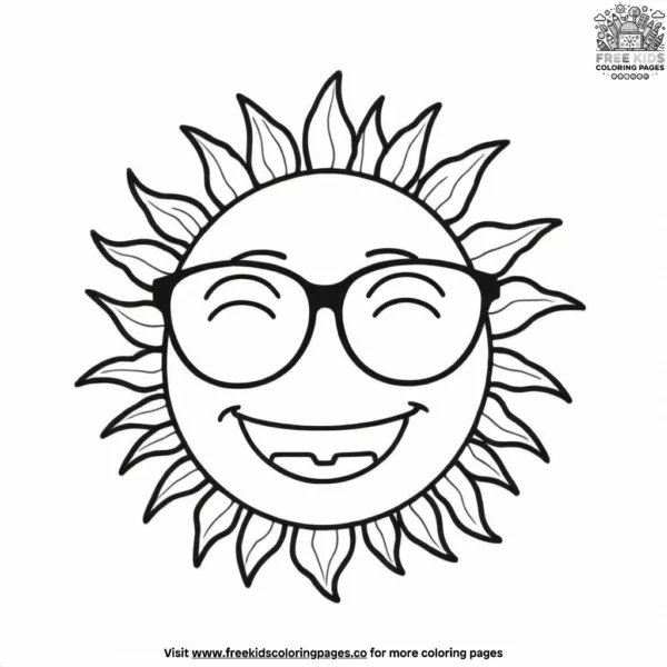 Sun with sunglasses coloring pages