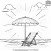 Sun with a Beach Umbrella Coloring Pages