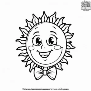 Sun with a Bowtie Coloring Pages