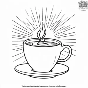 Sun with a Cup of Coffee Coloring Pages