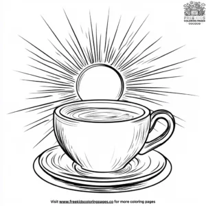 Sun with a Cup of Tea Coloring Pages