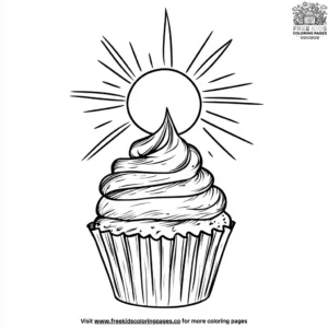 Sun with a Cupcake Coloring Pages