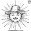 Sun with a Hat Coloring Pages