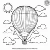 Sun with a Hot Air Balloon Coloring Pages