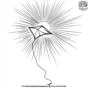 Sun with a Kite Coloring Pages