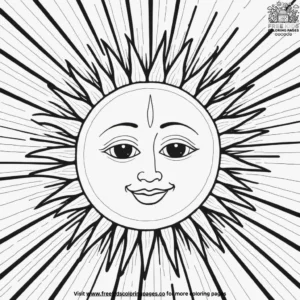 Sun with a Smiley Face Coloring Pages