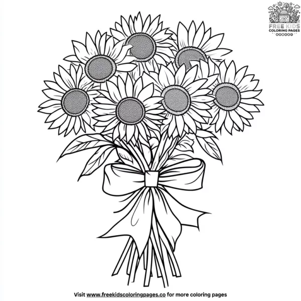 Sunflower bouquet coloring pages