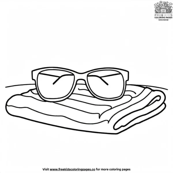 Sunglasses on a towel coloring pages