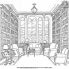 Sunlit Library Windows Coloring Pages