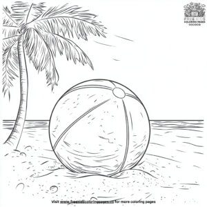 Sunny Beach Ball Coloring Pages