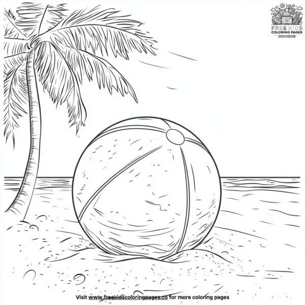 Sunny beach ball coloring pages