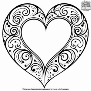 Sweet heart swirls coloring pages