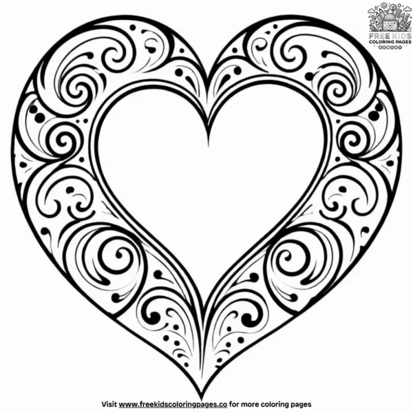 Sweet heart swirls coloring pages