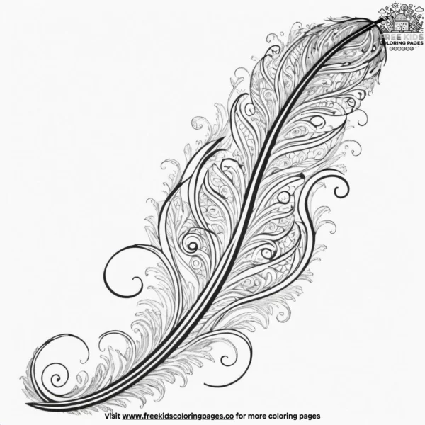 Swirling feather zentangle coloring pages