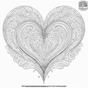 Swirling Heart Zentangle Coloring Pages