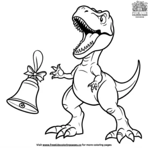 T rex and christmas bells coloring pages