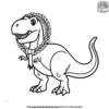 T Rex and Wreath Coloring Pages