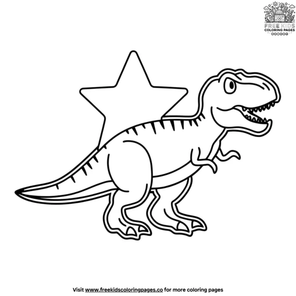 T rex with star coloring pages