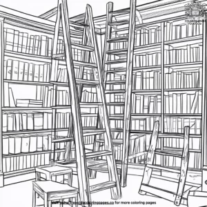 Tall Library Ladders Coloring Pages