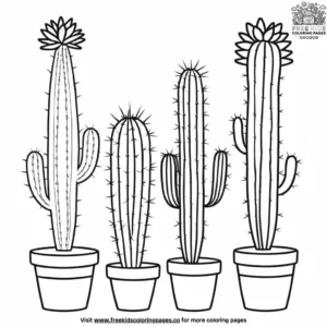 Tall and Short Cactus Coloring Pages