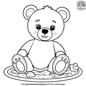 Teddy Bear Playing in the Sandbox Coloring Pages