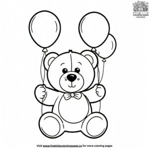 Teddy Bear and Balloons Coloring Pages