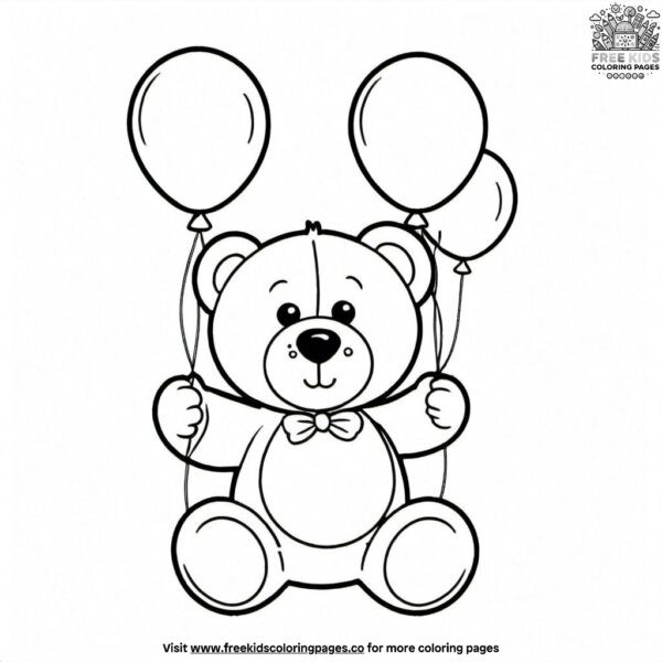 Teddy bear and balloons coloring pages