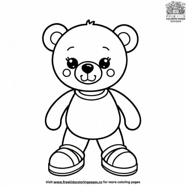 Teddy bear wearing shoes coloring pages