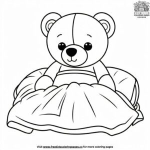 Teddy Bear in a Bed Coloring Pages