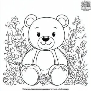 Teddy Bear in the Garden Coloring Pages