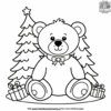 Teddy Bear with Christmas Tree Coloring Pages