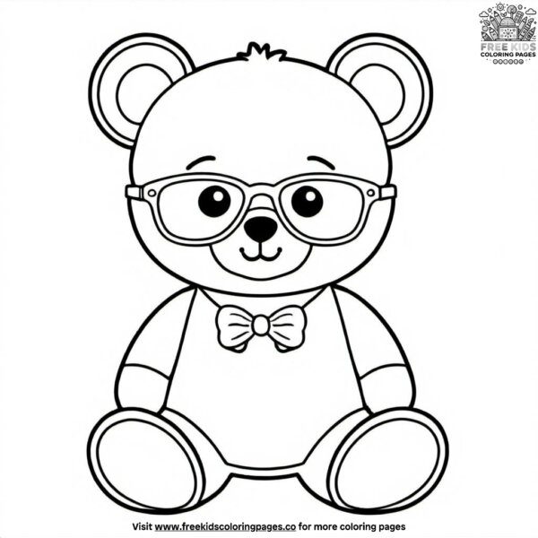 Teddy bear with glasses coloring pages