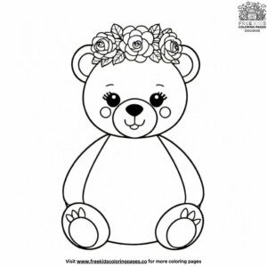 Teddy Bear with a Flower Crown Coloring Pages