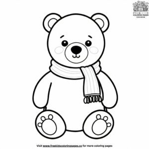 Teddy Bear with a Scarf Coloring Pages