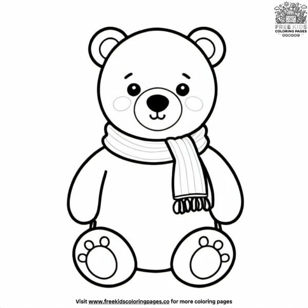 Teddy bear with a scarf coloring pages