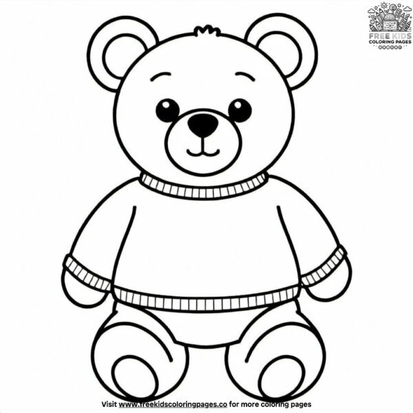 Teddy bear with a sweater coloring pages