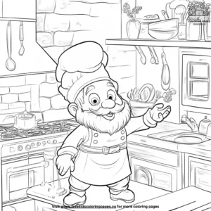 The gnome chef’s kitchen coloring pages