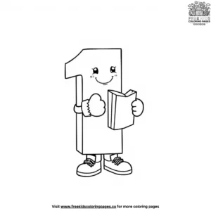 The Number Block Holding a Book Coloring Pages