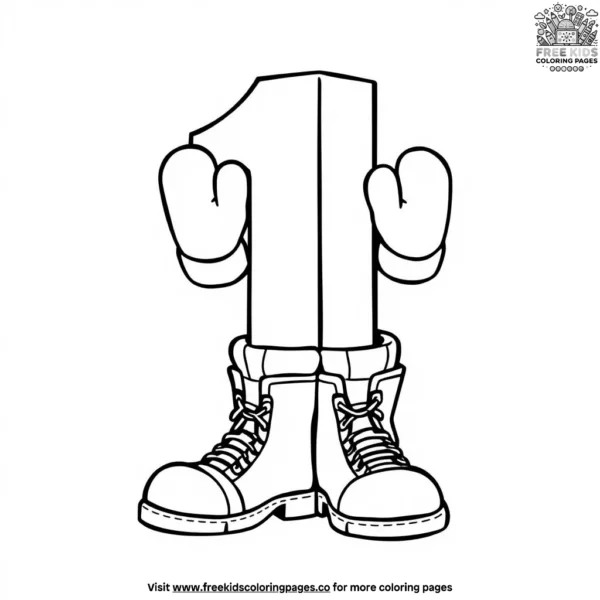 The number block wearing shoes coloring pages