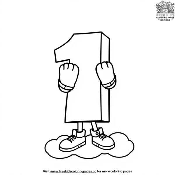 The number block on a cloud coloring pages