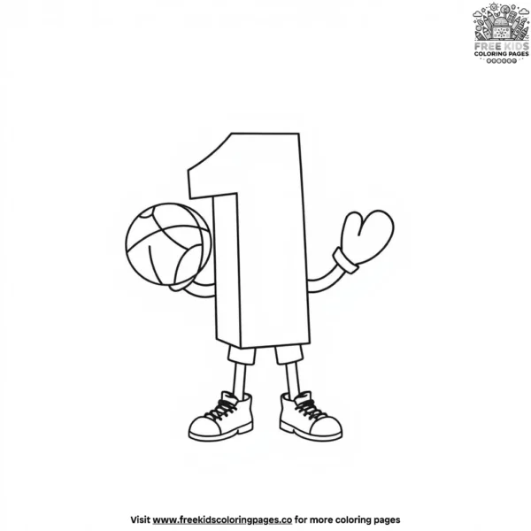 The number block with a basketball coloring pages