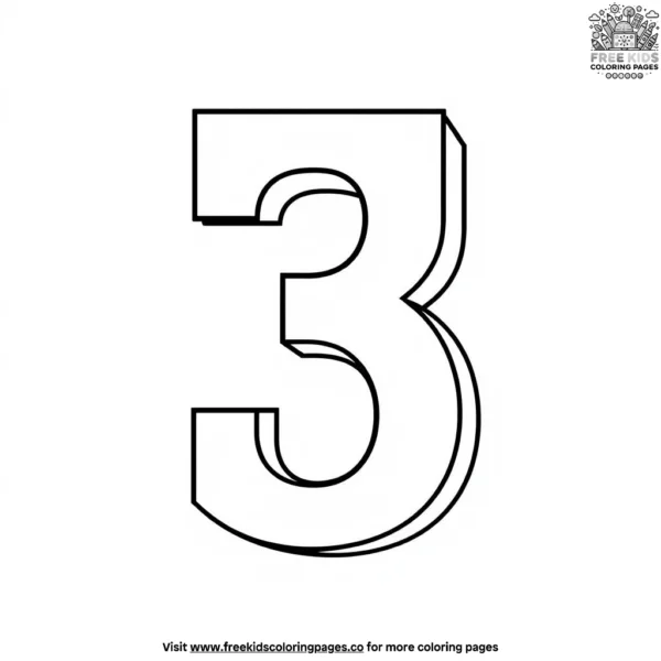 The number three block coloring pages