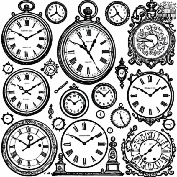 Time clock coloring pages