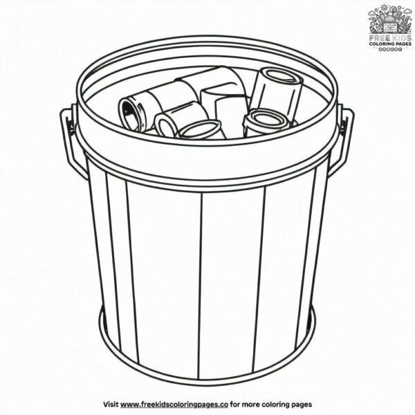 Tin can in recycling bin coloring pages