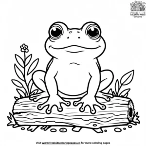 Toad Sitting on a Log Coloring Pages