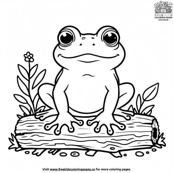 Toad sitting on a log coloring pages