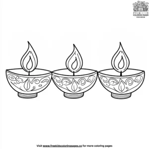 Traditional Clay Lamps for Diwali Coloring Pages