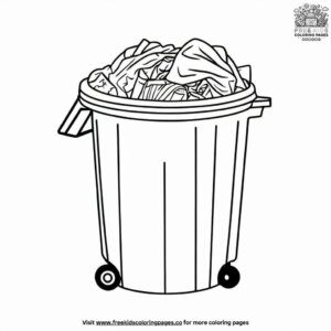 Trash bin with old clothes coloring pages