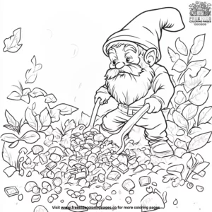 Treasure digging gnome coloring pages