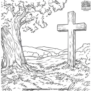 Tree and Cross Coloring Pages